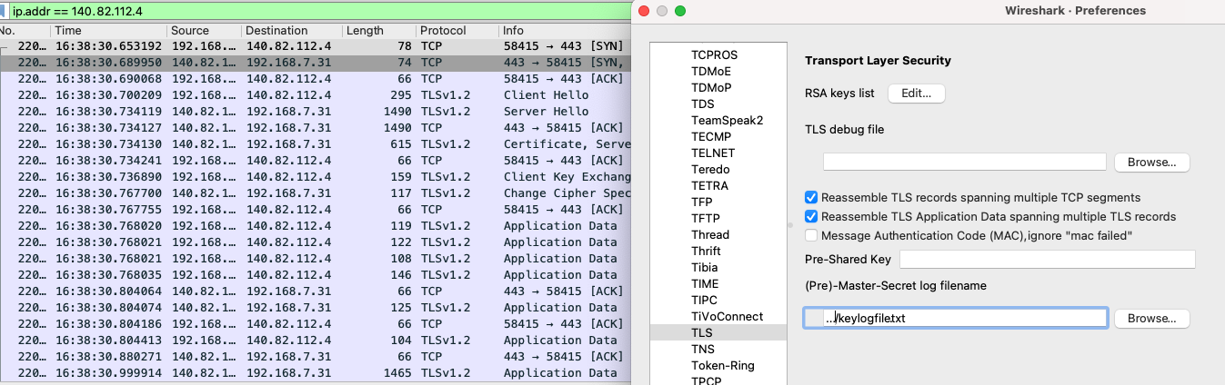 Wireshark Set SSLKEYLOGFILE